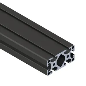 SURE FRAME 40-4080BL Light T-Slotted Rail, Black, 6063-T6 Anodized Aluminum Alloy, Cut To Length | CV7WXN