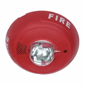 SYSTEM SENSOR PC4RL Horn Strobe, Marked Fire, Unfinished, Wall or Ceiling, 3 13/16 Inch Dp, 12/24 VDC | CU4XYL 488H38