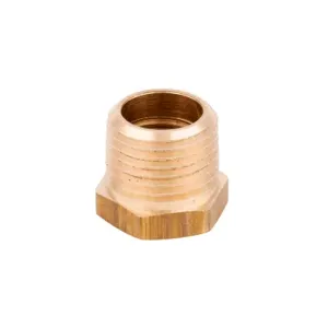 T&S 001359-20 Hex Bushing, 1/2 Inch NPT Male x 3/8 Inch NPT Female, Brass | AP6UDB