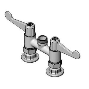 T&S 5F-4DWS00 Faucet, 4 Inch, Deck Mt., Swivel Base, Less Nozzle, Wrist Handles | AU2MZL