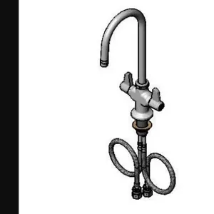 T&S 5F-2SLF05 Faucet, Single Hole, Deck Mount, 5-1/2 Inch Swivel Gooseneck, 18 Inch Flexible Inlets | AU2MXP