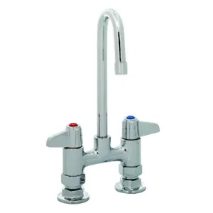 T&S 5F-4DLS03 Faucet, 4 Inch, Deck Mt., Swivel Base, 3 Inch Rigid Gooseneck, Lever Handles | AU2MYU