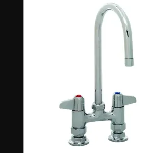 T&S 5F-4DLS05 Faucet, 4 Inch, Deck Mount, 5-1/2 Inch Swivel Gooseneck, Lever Handles | AU2MYV