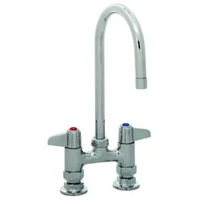 T&S 5F-4DLX05 Faucet, Deck Mount, 4 Inch Centers, 5-1/2 Inch Swivel Gooseneck | AU2MZE