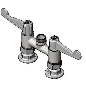 T&S 5F-4DWX00 Faucet, 4 Inch, Deck Mount, Swivel, Less Nozzle, 4 Inch Wrist-Action Handles | AU2MZW