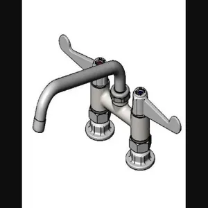 T&S 5F-4DWX08 Faucet, 4 Inch, Deck Mt, Swivel, 8 Inch Swing Nozzle, 4 Inch Wrist-Action Handle | AU2MZX