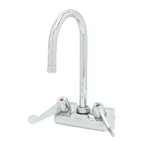 T&S 5F-4WWX05 Faucet, 4 Inch, Wall Mt., With 5 1/2 Inch Swivel Gooseneck, 4 Inch Wrist Handles | AU2NAL