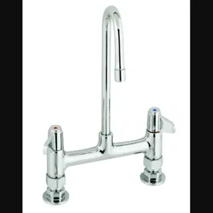 T&S 5F-8DLS03 Faucet, 8 Inch, Deck Mt., Lever Handles, 3 Inch Rigid Gooseneck | AU2NBF