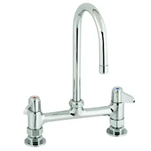 T&S 5F-8DLS05 Faucet, Deck Mount, 5-1/2 Inch Swivel Gooseneck, Lever Handles | AU2NBG