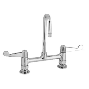 T&S 5F-8DWS03 Faucet, 8 Inch, Deck Mt., Wrist Handles, 3 Inch Rigid Gooseneck | AU2NCB