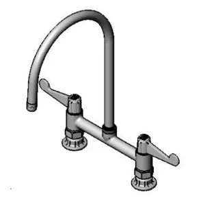 T&S 5F-8DWS09 Faucet, 8 Inch, Deck Mt., Wrist Handles, 9 Inch Swivel GN | AU2NCF