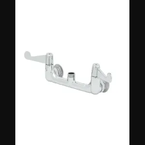 T&S 5F-8WWX00 Faucet, 8 Inch Wall Mount, 4 Inch Wrist-Action Handles, Less Nozzle | AU2NDW