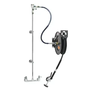 T&S 5HR-232-01XE1 Hose Reel System, 8 Inch Wall Mt. Base Faucet, 3/8 Inch x 35 Feet Hose | CE4ZTX