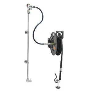 T&S 5HR-232-01XE2 Hose Reel System, Single-Temp Wall Mount Base Faucet, 3/8 Inch x 35 Feet Hose | CE4ZTY