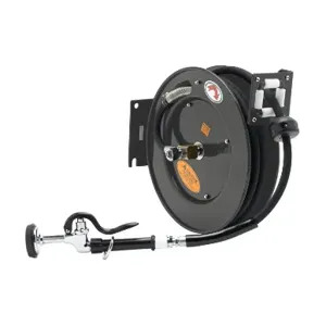 T&S 5HR-242-01-A Hose Reel, Open, 50 Feet x 3/8 Inch ID Hose, With Spray Valve, Reducing Adapter | AU2NEW