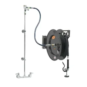 T&S 5HR-242-01WE1 Hose Reel System, 8 Inch Wall Mt. Base Faucet, 3/8 Inch x 50 Feet Hose | CE4ZTZ