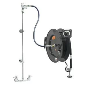 T&S 5HR-242-01XE1 Hose Reel System, 8 Inch Wall Mt. Base Faucet, 3/8 Inch x 50 Feet Hose | CE4ZUB