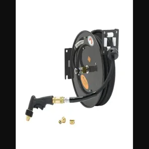 T&S 5HR-242-09-A Hose Reel, Open, Powder Coated, 3/8 Inch x 50 Feet Hose, Water Gun | AU2NEZ