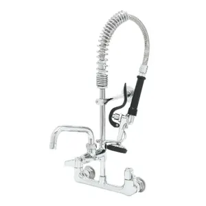 T&S 5MPH-8WLN-06 Pre-Rinse Faucet Unit, 8 Inch Wall Mount Faucet, 6 Inch Swing Nozzle | CE4ZUH