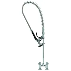 T&S 5PR-4D00 Pre-Rinse Faucet, Deck Mount Base, 4 Inch Centers, 6 Inch Wall Bracket | AU2NVY