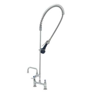 T&S B-0123-A06-08C Pre-Rinse Faucet, Spring Action, 8 Inch Deck Mount Base, 6 Inch Add-On Faucet | AV3MCG