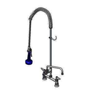 T&S B-0123-A10-08C Pre-Rinse Faucet, Spring Action, 8 Inch Deck Mount Base, 10 Inch Add-On Faucet | AV3MCP