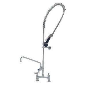 T&S B-0123-A12-B08C Pre-Rinse Faucet, Spring Action, 8 Inch DeckMount, 12 Inch Add-On Faucet | AV3MCW