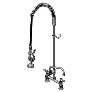 T&S B-0123-ADF08 Pre-Rinse Faucet, Spring Action, Deck Mt, 8 Inch Centers, 8 Inch Add-On Faucet | AV3MDA