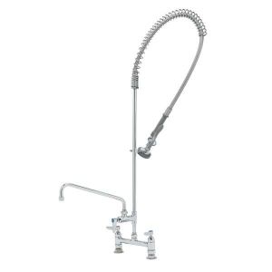 T&S B-0123-ADF12 Pre-Rinse Faucet, Spring Action, Deck Mt, 8 Inch Centers, 12 Inch Add-On Faucet | AV3MDE