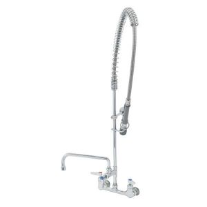 T&S B-0133-12-CRBJK Pre-Rinse Faucet, 8 Inch Wall Mount, Ceramas, 12 Inch | AV3MFY