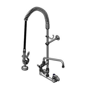 T&S B-0133-12-CRVBE Pre-Rinse Faucet, 8 Inch Wall Mount, Add-On Faucet, Vacuum Breaker, Ceramas | AV3MFZ