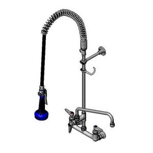 T&S B-0133-12ACRB8T Pre-Rinse Faucet, 8 Inch Wall Mount, Ceramas, ADF 12 Inch Nozzle | AV3MGE