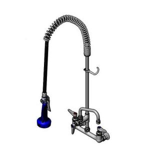T&S B-0133-A06-08C Pre-Rinse Faucet, Spring Action, 8 Inch Wall Mount Base, 6 Inch Add-On Faucet | AV3MGX