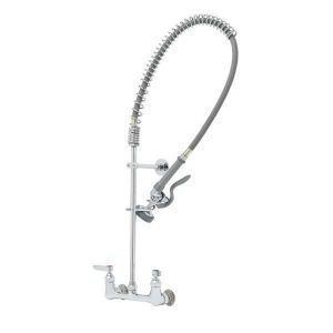 T&S B-0133-BR Pre-Rinse Faucet, Spring Action, 8 Inch Wall Mount Base, 44 Inch PVC Hose | AV3MKQ