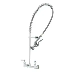 T&S B-0133-BR Pre-Rinse Faucet, Spring Action, 8 Inch Wall Mount Base, 44 Inch PVC Hose | AV3MKQ