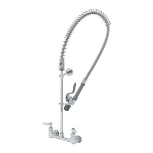 T&S B-0133-CR-BJ Pre-Rinse Faucet, 8 Inch Wall Mount Faucet, Ceramas, Spray Valve, 6 Inch Bracket | AV3MLT