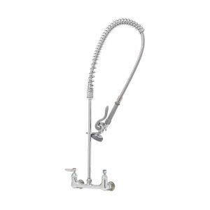 T&S B-0133 Pre-Rinse Faucet, Spring Action, Wall Mt Base, 8 Inch Centers, Eterna Cartridges | AV3MFF