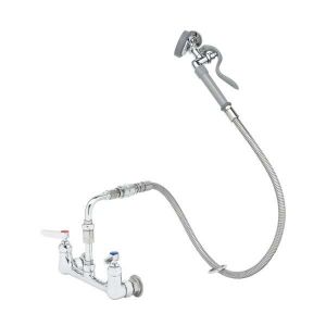 T&S B-0167-HH Faucet, 8 Inch, Wall Mount, Vacuum Breaker, 44 Inch Hose, Spray Valve | AV3MPZ