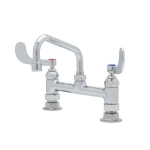 T&S B-0220-061X-WH4 Double Pantry Faucet, 8 Inch Deck Mt., Eternas, 10 Inch Swing Nozzle | AV3MZA