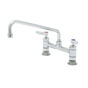 T&S B-0221-CR-K-F10 Deck Mount Faucet, Ceramas, 12 Inch Swing Nozzle, 1.0 GPM Aerator, Lever Handles | AV3MZX