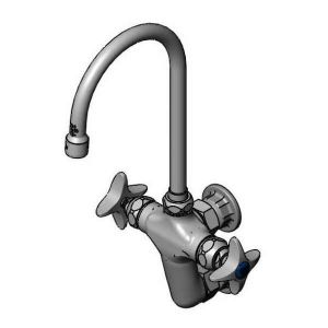 T&S B-0316 Vertical Double Pantry Faucet, Wall Mt., Swivel Gooseneck With Stream Regulator | AV3NML