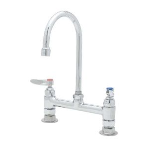 T&S B-0320 Double Pantry Faucet, Deck Mt., 8 Inch Centers, Swivel/Rigid Gooseneck | AV3NMY