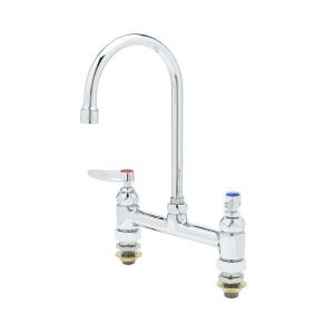 T&S B-0321-CC Double Pantry Faucet, Deck Mt., 8 Inch Centers, Swivel Gooseneck, Lever Handles | AV3NND