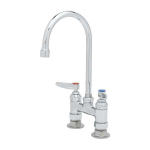 T&S B-0325-A22 Double Pantry Faucet, 4 Inch Deck Mt, Eternas, Swivel Gooseneck, 2.2 GPM Aerator | AV3NNP
