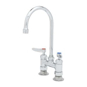 T&S B-0325-CC-CR Double Pantry Faucet, 4 Inch, Ceramas, Swivel Gooseneck, Lever Handles | AV3NNQ