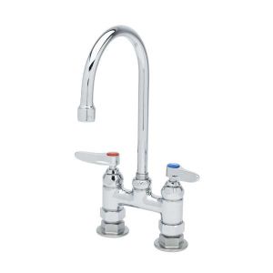 T&S B-0326 Double Pantry Faucet, 4 Inch Deck Mount Swivel/Rigid GN, With Outlet | AV3NNZ