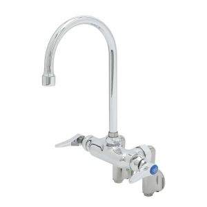 T&S B-0342 Double Pantry Faucet, Wall Mt, Adj Centers, 5 3/4 Inch Swivel/ Rigid Gooseneck | AV3NQD