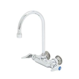 T&S B-0346 Double Pantry Faucet, Wall-Mount, 3-3/8 Inch Centers, Swivel/Rigid Gooseneck | AV3NQK