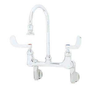 T&S B-0355-04 Faucet, Wall Mount, Adjustable Centers, S/R Gooseneck, 2.2 GPM Rosespray | AV3NQW