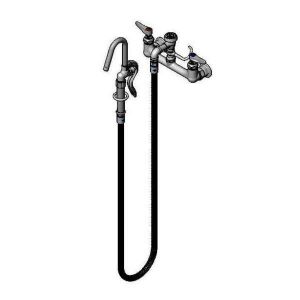 T&S B-0612 Mixing Faucet, Wall Mt., 8 Inch, Vacuum Breaker, 68 Inch Flex.Hose | AV3PBF